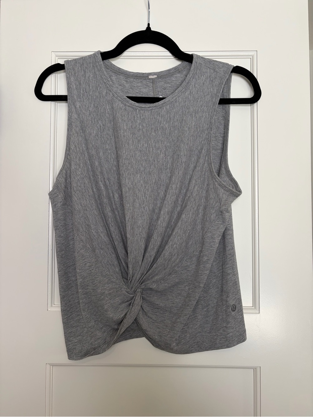 Knot-Front Sleeveless Tank Top — Gray - Picture 2 of 3